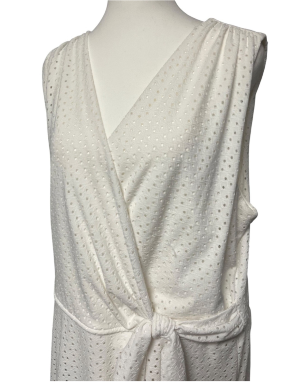 Robbie Bee White Faux Wrap Eyelet Dress Size XL - Picture 3 of 7